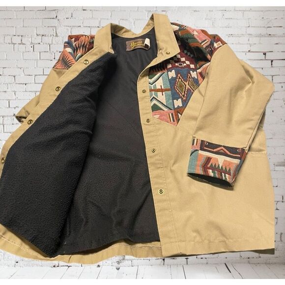 Vintage David James Aztec Tapestry Western Ranch Chore Coat Jacket small - Picture 6 of 9